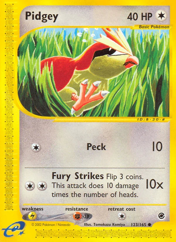 123, Colorless, Common, Expedition: Base Set, Fighting[-30], Lightning[×2], Normal, Reverse Holofoil Pidgey (123/165) [Expedition: Base Set] - Trading Card World