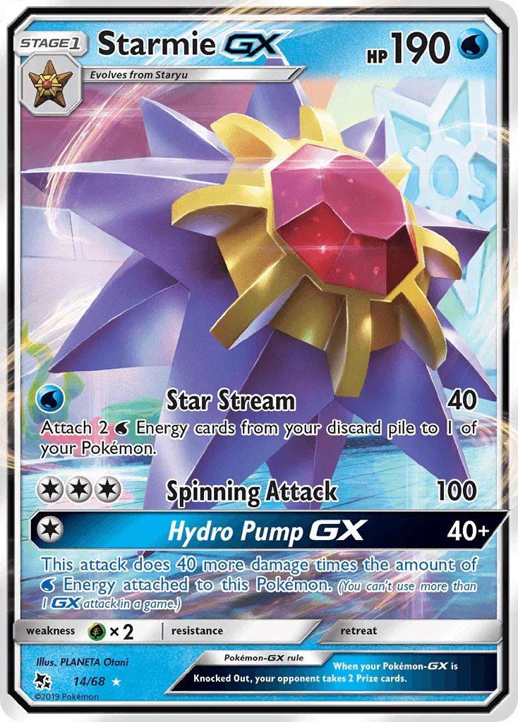 14, Grass[×2], Holofoil, Sun & Moon: Hidden Fates, Ultra Rare, Water Starmie GX (14/68) [Sun & Moon: Hidden Fates] - Trading Card World