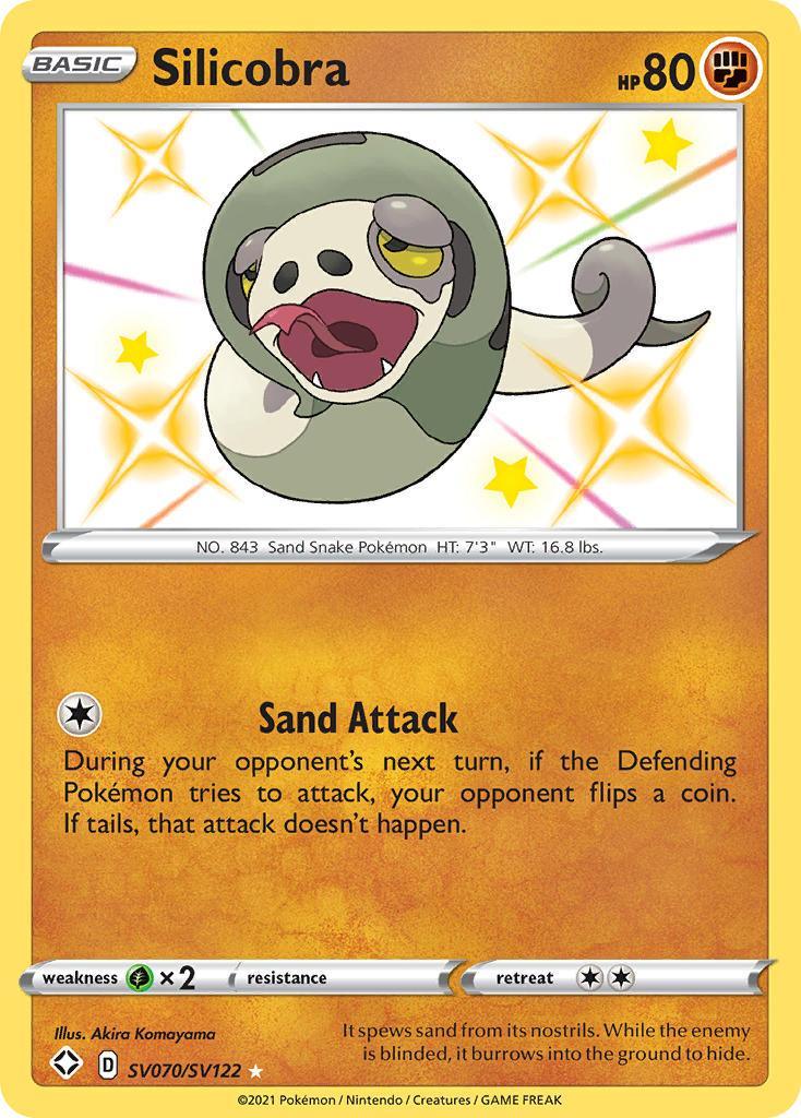 Fighting, Grass[×2], Holofoil, SV070, Sword & Shield: Shining Fates, Ultra Rare Silicobra (SV070/SV122) [Sword & Shield: Shining Fates] - Trading Card World