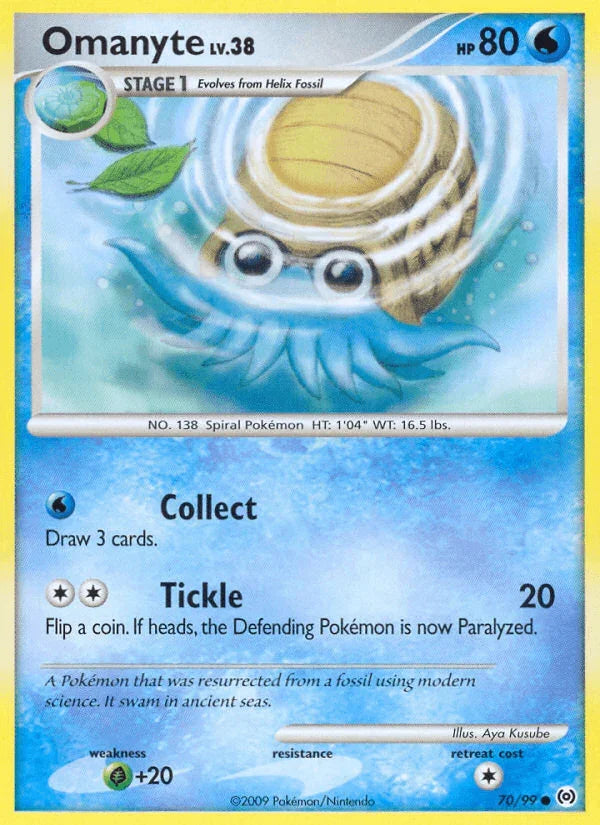 70, Common, Grass[+20], Normal, Platinum: Arceus, Reverse Holofoil, Water Omanyte (70/99) [Platinum: Arceus] - Trading Card World