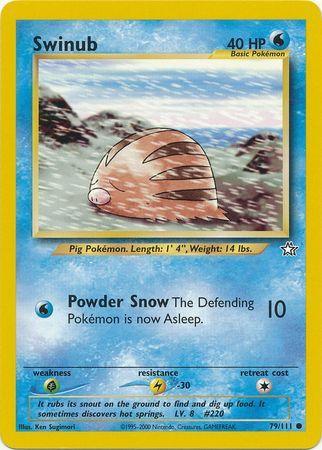 79, Common, Grass[×2], Lightning[-30], Neo Genesis Unlimited, Normal, Water Swinub (79/111) [Neo Genesis Unlimited] - Trading Card World