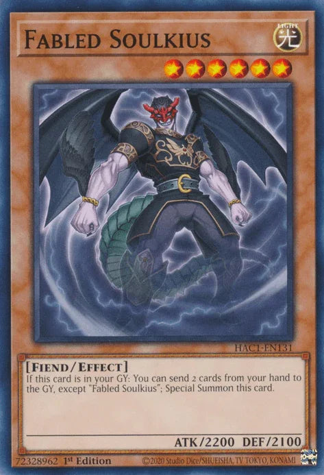 1st Edition, Common, Effect Monster, Fiend, Hidden Arsenal: Chapter 1, Light Fabled Soulkius [HAC1-EN131] Common - Trading Card World