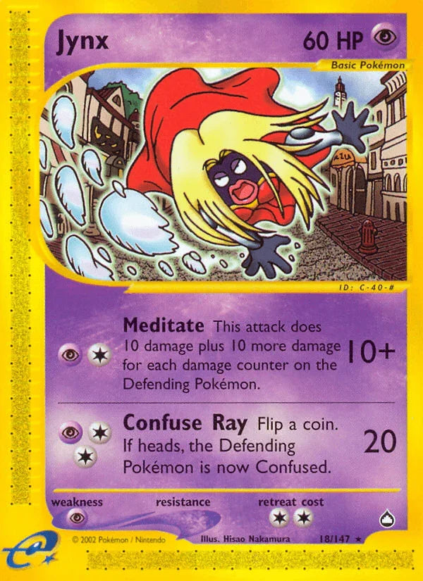 18, Aquapolis, Normal, Psychic, Psychic[×2], Rare, Reverse Holofoil Jynx (18/147) [Aquapolis] - Trading Card World