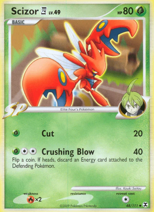 48, Fire[×2], Grass, Normal, Platinum: Rising Rivals, Reverse Holofoil, Uncommon Scizor (48/111) [Platinum: Rising Rivals] - Trading Card World