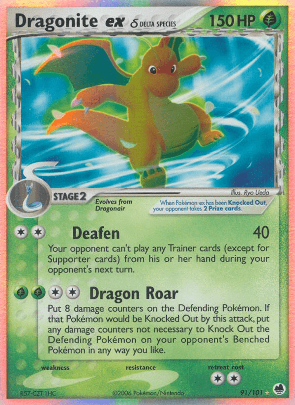 91, EX: Dragon Frontiers, Grass, Holofoil, Ultra Rare Dragonite ex (91/101) (Delta Species) [EX: Dragon Frontiers] - Trading Card World