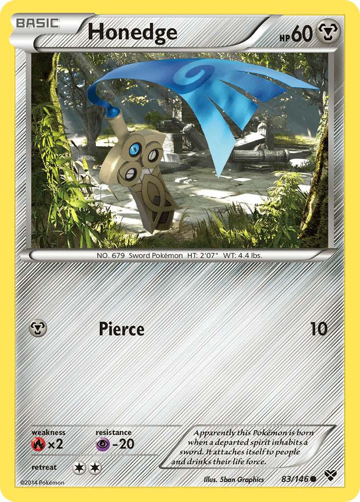 83, Common, Fire[×2], Metal, Normal, Psychic[-20], Reverse Holofoil, XY: Base Set Honedge (83/146) [XY: Base Set] - Trading Card World