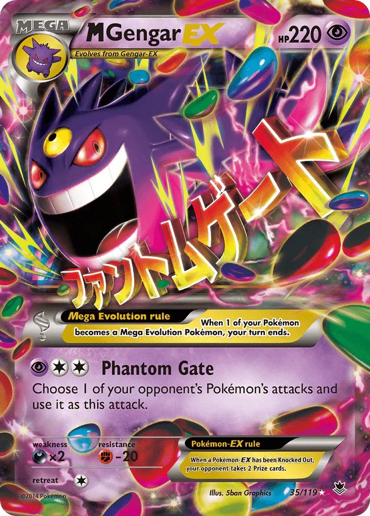 35, Darkness[×2], Fighting[-20], Holofoil, Psychic, Ultra Rare, XY: Phantom Forces M Gengar EX (35/119) [XY: Phantom Forces] - Trading Card World