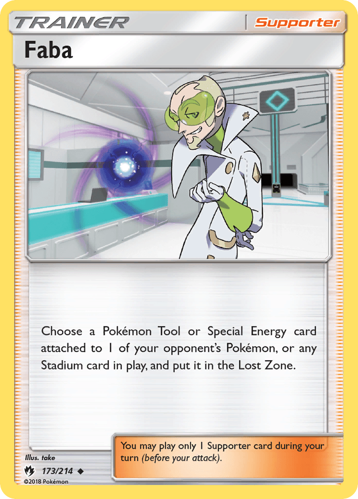 173, Normal, Reverse Holofoil, Sun & Moon: Lost Thunder, Supporter, Uncommon Faba (173/214) [Sun & Moon: Lost Thunder] - Trading Card World