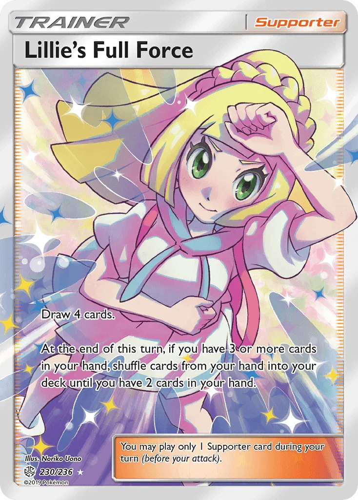 230, Holofoil, Sun & Moon: Cosmic Eclipse, Supporter, Ultra Rare Lillie's Full Force (230/236) [Sun & Moon: Cosmic Eclipse] - Trading Card World