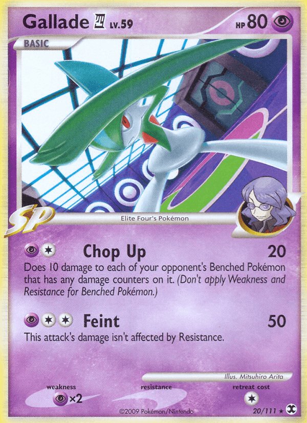 20, Normal, Platinum: Rising Rivals, Psychic, Psychic[×2], Rare, Reverse Holofoil Gallade (20/111) [Platinum: Rising Rivals] - Trading Card World