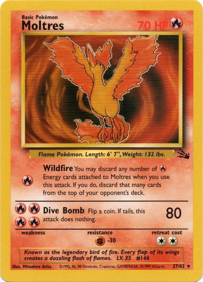 27, Fighting[-30], Fire, Fossil Unlimited, Normal, Rare Moltres (27/62) [Fossil Unlimited] - Trading Card World