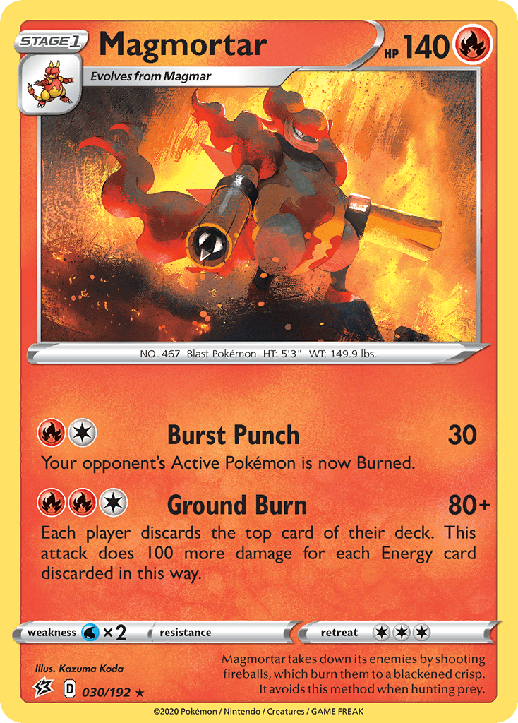 030, Fire, Normal, Rare, Reverse Holofoil, Sword & Shield: Rebel Clash, Water[×2] Magmortar (030/192) [Sword & Shield: Rebel Clash] - Trading Card World