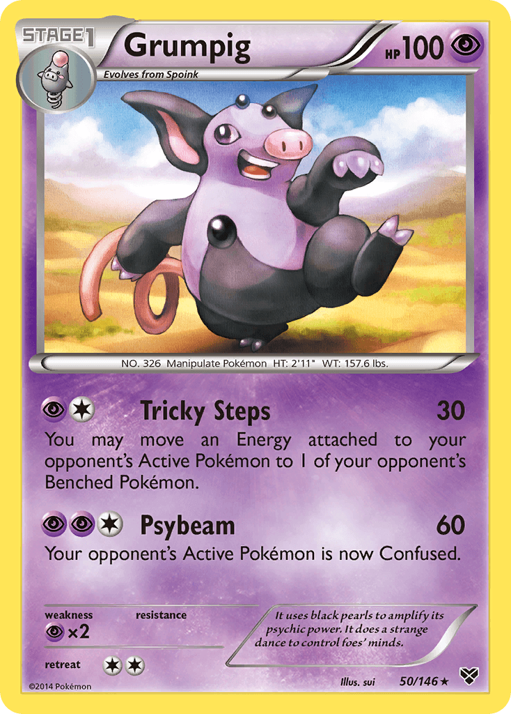 50, Normal, Psychic, Psychic[×2], Rare, Reverse Holofoil, XY: Base Set Grumpig (50/146) [XY: Base Set] - Trading Card World
