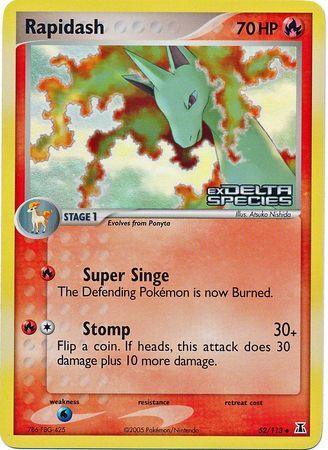 52, EX: Delta Species, Fire, Reverse Holofoil, Uncommon, Water[×2] Rapidash (52/113) (Stamped) [EX: Delta Species] - Trading Card World