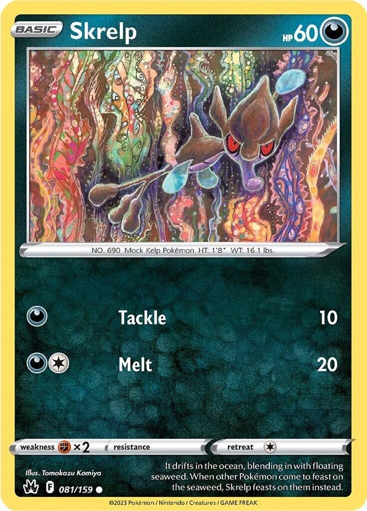 081, Common, Darkness, Fighting [x2], Normal, Reverse Holofoil, Sword & Shield: Crown Zenith Skrelp (081/159) [Sword & Shield: Crown Zenith] - Trading Card World