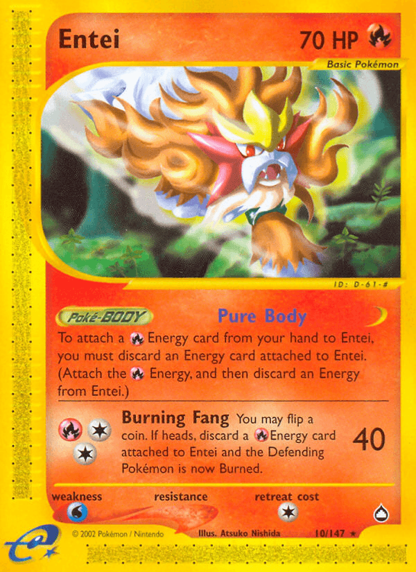 10, Aquapolis, Fire, Normal, Rare, Reverse Holofoil, Water[×2] Entei (10/147) [Aquapolis] - Trading Card World