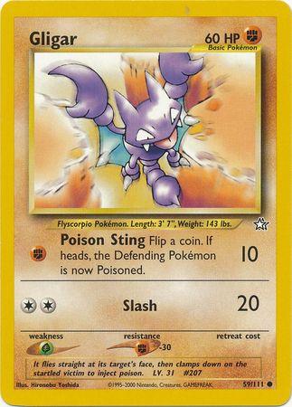 59, Common, Fighting, Fighting[-30], Grass[×2], Neo Genesis Unlimited, Normal Gligar (59/111) [Neo Genesis Unlimited] - Trading Card World