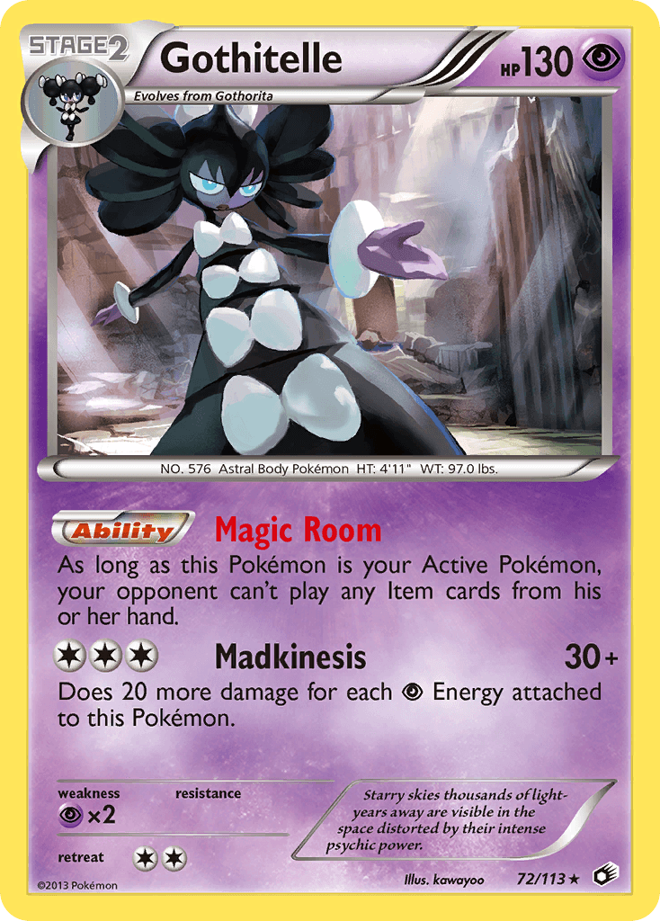 72, Black & White: Legendary Treasures, Holo Rare, Holofoil, Psychic, Psychic[×2], Reverse Holofoil Gothitelle (72/113) [Black & White: Legendary Treasures] - Trading Card World