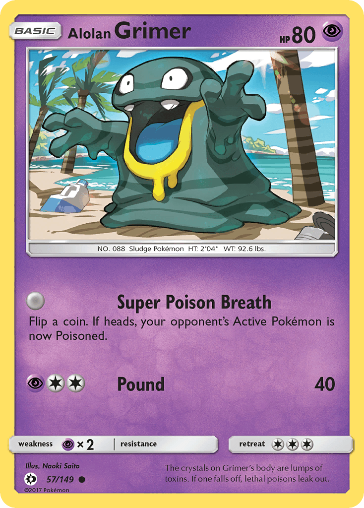 57, Common, Normal, Psychic, Psychic[×2], Reverse Holofoil, Sun & Moon: Base Set Alolan Grimer (57/149) [Sun & Moon: Base Set] - Trading Card World