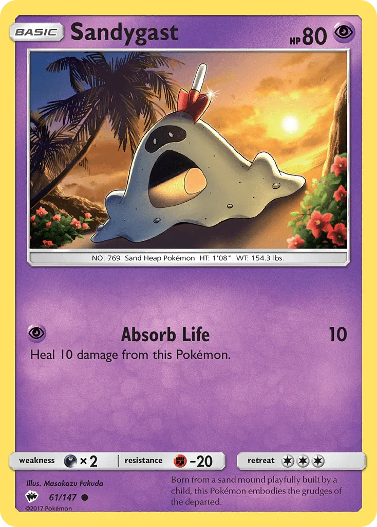 61, Common, Darkness[×2], Fighting[-20], Normal, Psychic, Reverse Holofoil, Sun & Moon: Burning Shadows Sandygast (61/147) [Sun & Moon: Burning Shadows] - Trading Card World