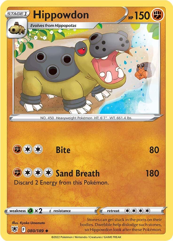 080, Fighting, Grass [x2], Normal, Reverse Holofoil, Sword & Shield: Astral Radiance, Uncommon Hippowdon (080/189) [Sword & Shield: Astral Radiance] - Trading Card World