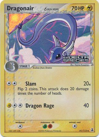 41, Colorless[×2], EX: Delta Species, Fighting[-30], Grass[-30], Lightning, Reverse Holofoil, Uncommon Dragonair (41/113) (Delta Species) (Stamped) [EX: Delta Species] - Trading Card World