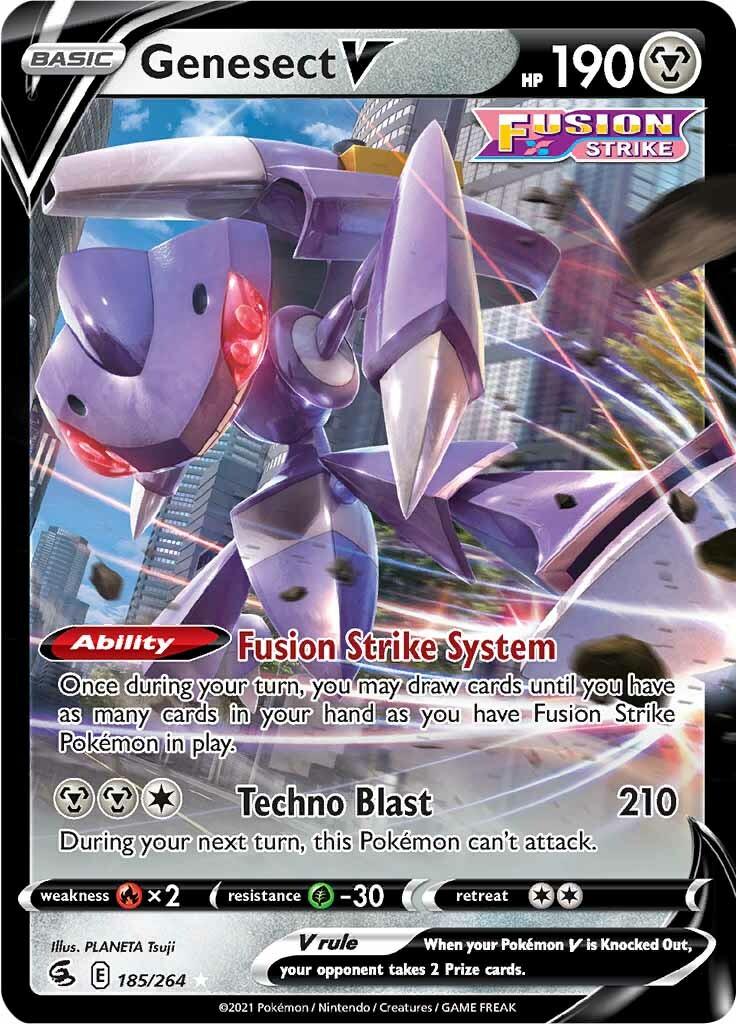 185, Fire [x2], Grass [-30], Holofoil, Metal, Sword & Shield: Fusion Strike, Ultra Rare Genesect V (185/264) [Sword & Shield: Fusion Strike] - Trading Card World