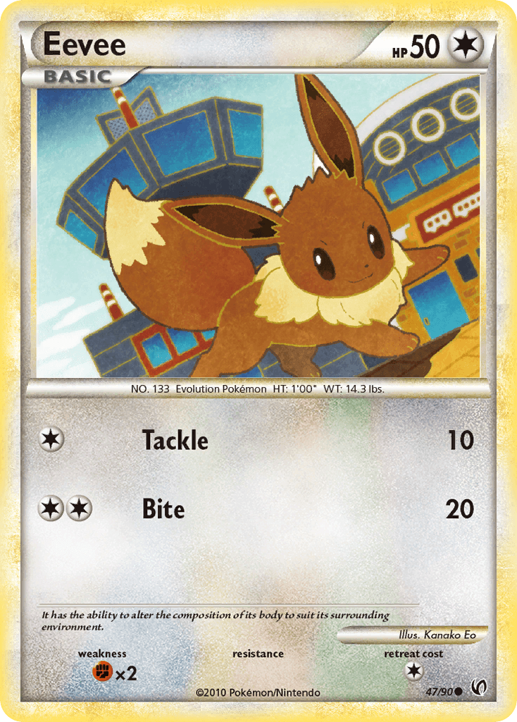 47, Colorless, Common, Fighting[×2], HeartGold & SoulSilver: Undaunted, Normal, Reverse Holofoil Eevee (47/90) [HeartGold & SoulSilver: Undaunted] - Trading Card World