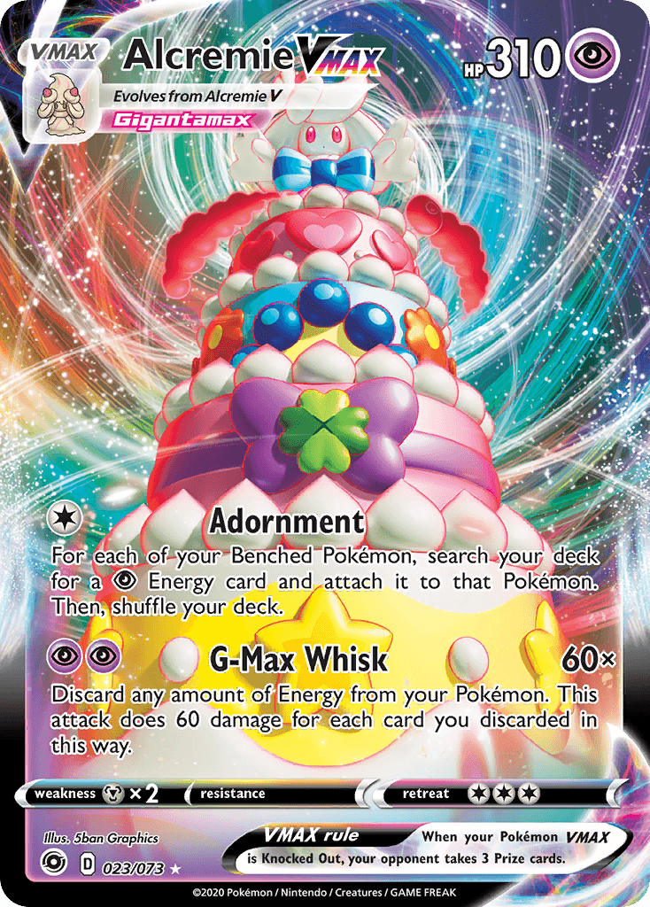 023, Holofoil, Metal[×2], Psychic, Sword & Shield: Champion's Path, Ultra Rare Alcremie VMAX (023/073) [Sword & Shield: Champion's Path] - Trading Card World