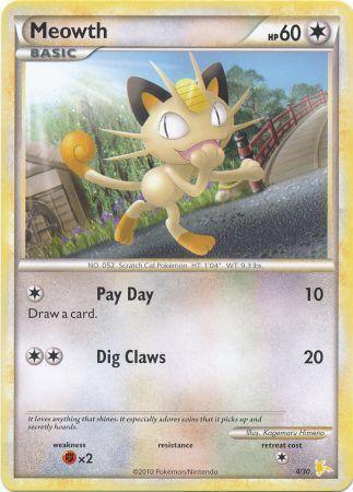 Colorless, Fighting[×2], HeartGold & SoulSilver: Trainer Kit - Raichu, Normal, Promo Meowth (4/30) [HeartGold & SoulSilver: Trainer Kit - Raichu] - Trading Card World