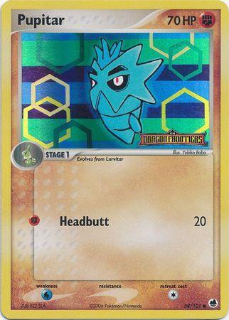 58, Common, EX: Dragon Frontiers, Fighting, Reverse Holofoil, Water[×2] Pupitar (58/101) (Stamped) [EX: Dragon Frontiers] - Trading Card World