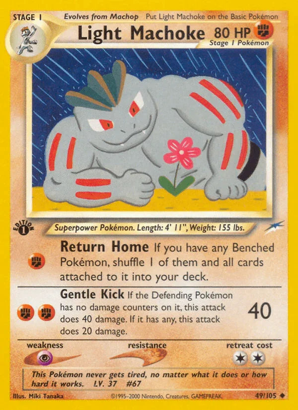 1st Edition Normal, 49, Fighting, Neo Destiny 1st Edition, Psychic[×2], Uncommon Light Machoke (49/105) [Neo Destiny 1st Edition] - Trading Card World