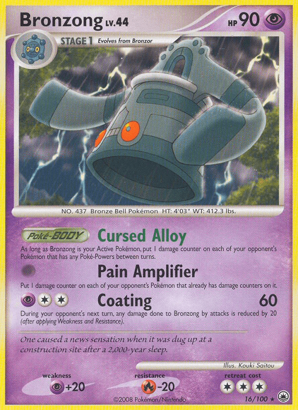 16, Diamond & Pearl: Majestic Dawn, Fire[-20], Normal, Psychic, Psychic[+20], Rare, Reverse Holofoil Bronzong (16/100) [Diamond & Pearl: Majestic Dawn] - Trading Card World