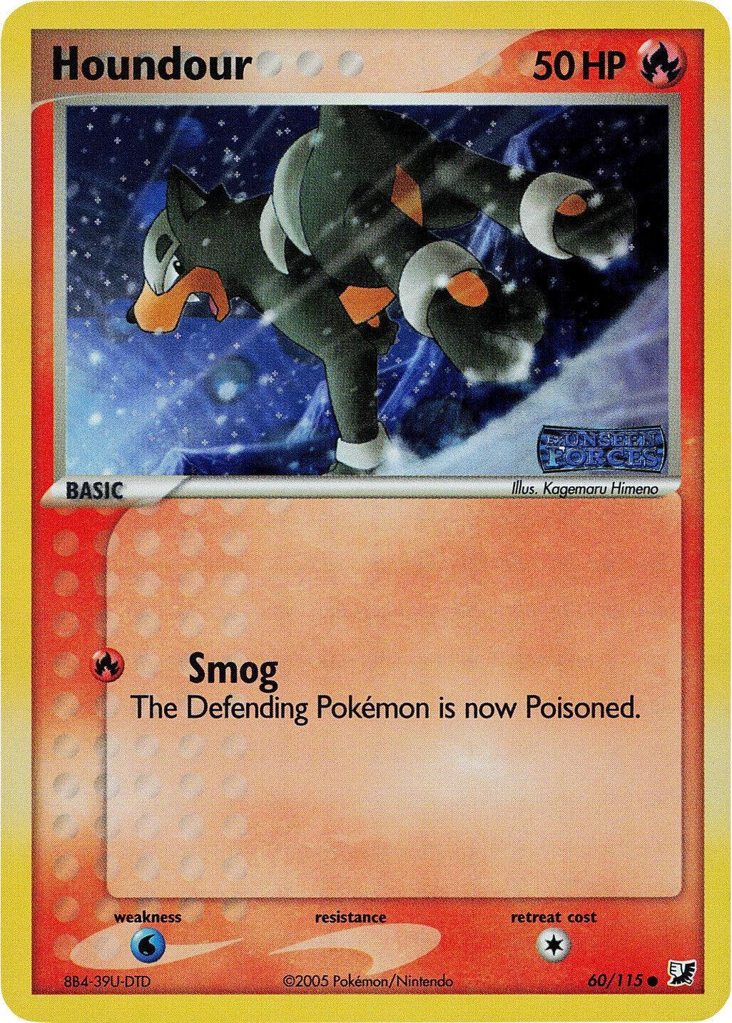 60, Common, EX: Unseen Forces, Fire, Reverse Holofoil, Water[×2] Houndour (60/115) (Stamped) [EX: Unseen Forces] - Trading Card World