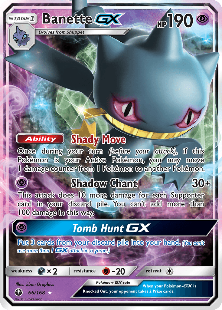 66, Darkness[×2], Fighting[-20], Holofoil, Psychic, Sun & Moon: Celestial Storm, Ultra Rare Banette GX (66/168) [Sun & Moon: Celestial Storm] - Trading Card World