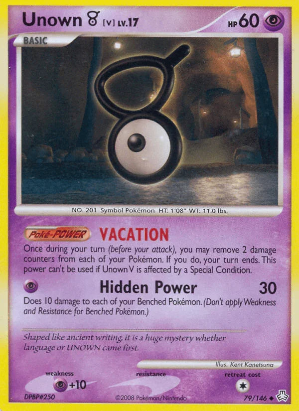 79, Diamond & Pearl: Legends Awakened, Normal, Psychic, Psychic[+10], Reverse Holofoil, Uncommon Unown V (79/146) [Diamond & Pearl: Legends Awakened] - Trading Card World