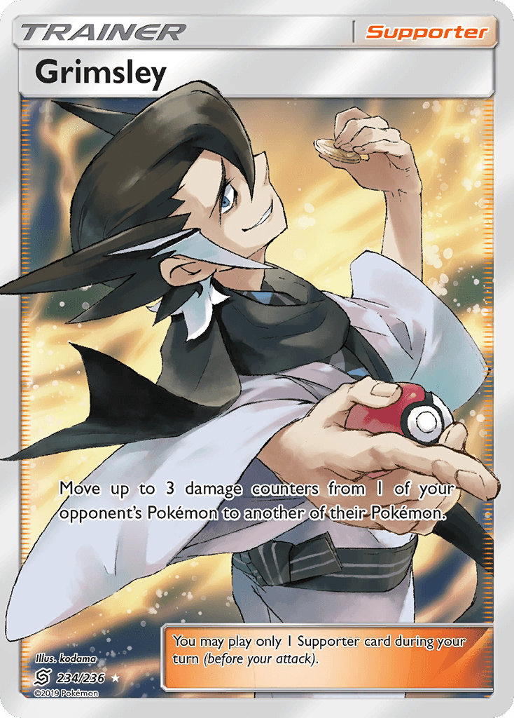 234, Holofoil, Sun & Moon: Unified Minds, Supporter, Ultra Rare Grimsley (234/236) [Sun & Moon: Unified Minds] - Trading Card World
