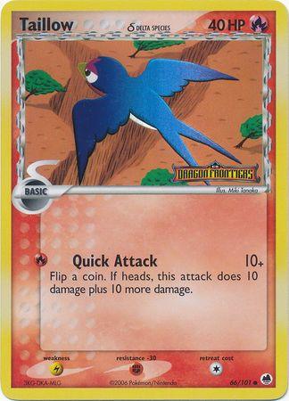 66, Common, EX: Dragon Frontiers, Fighting[-30], Fire, Lightning[×2], Reverse Holofoil Taillow (66/101) (Delta Species) (Stamped) [EX: Dragon Frontiers] - Trading Card World
