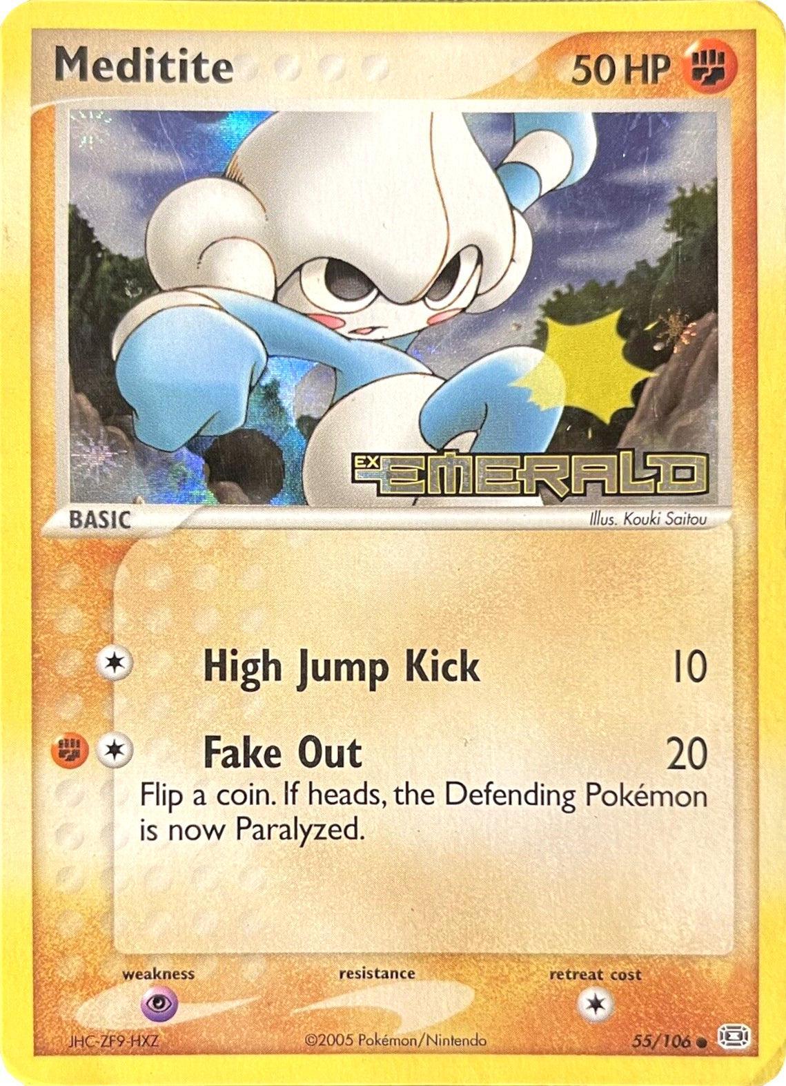 55, Common, EX: Emerald, Fighting, Psychic[×2], Reverse Holofoil Meditite (55/106) (Stamped) [EX: Emerald] - Trading Card World