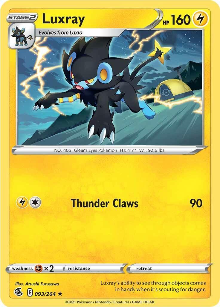 093, Fighting [x2], Lightning, Normal, Rare, Reverse Holofoil, Sword & Shield: Fusion Strike Luxray (093/264) [Sword & Shield: Fusion Strike] - Trading Card World