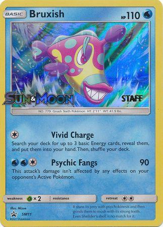 Grass[×2], Holofoil, Promo, SM11, Sun & Moon: Black Star Promos, Water Bruxish (SM11) (Staff Prerelease Promo) [Sun & Moon: Black Star Promos] - Trading Card World