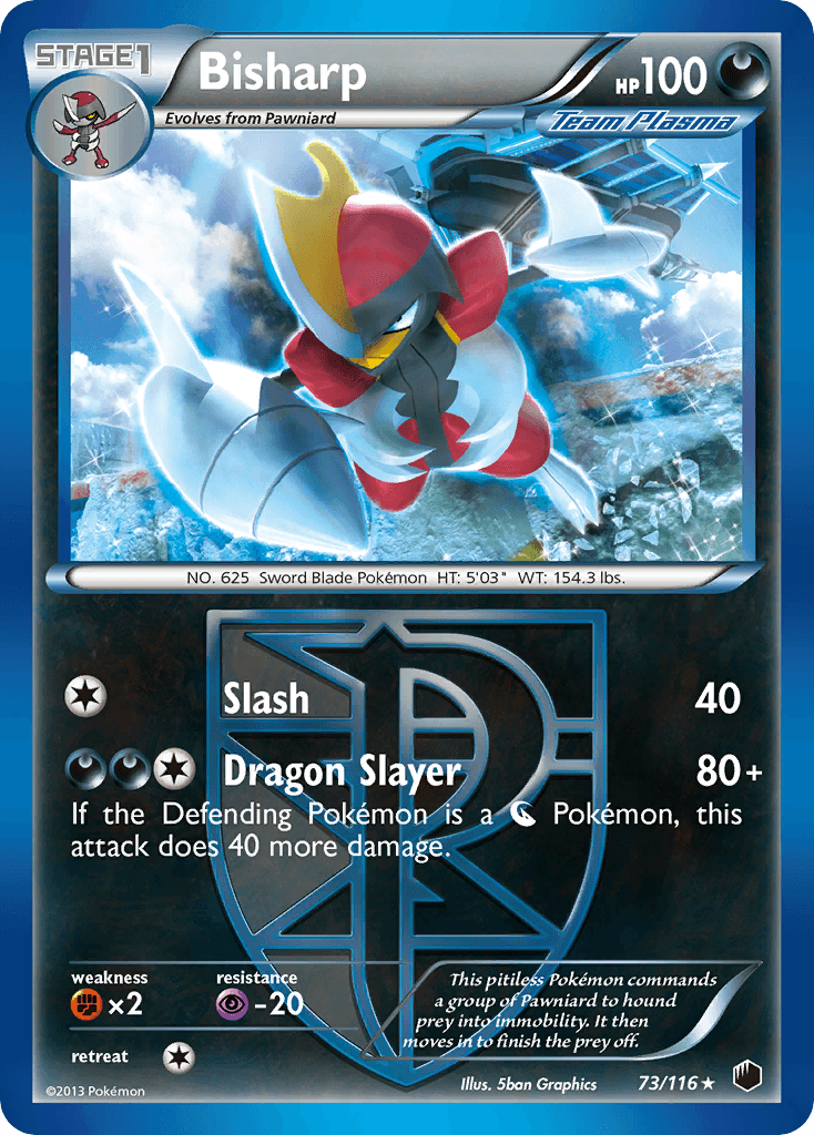 73, Black & White: Plasma Freeze, Darkness, Fighting[×2], Normal, Psychic[-20], Rare, Reverse Holofoil Bisharp (73/116) [Black & White: Plasma Freeze] - Trading Card World