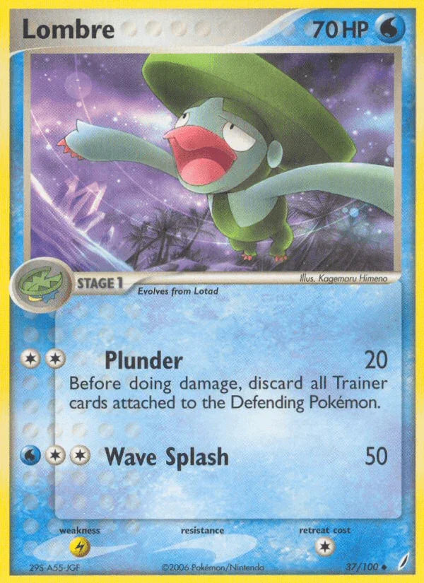 37, EX: Crystal Guardians, Lightning[×2], Normal, Uncommon, Water Lombre (37/100) [EX: Crystal Guardians] - Trading Card World