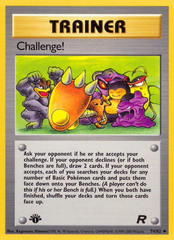 1st Edition Normal, 74, Team Rocket 1st Edition, Trainer, Uncommon Challenge! (74/82) [Team Rocket 1st Edition] - Trading Card World