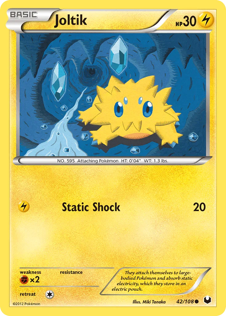 42, Black & White: Dark Explorers, Common, Fighting[×2], Lightning, Normal, Reverse Holofoil Joltik (42/108) [Black & White: Dark Explorers] - Trading Card World
