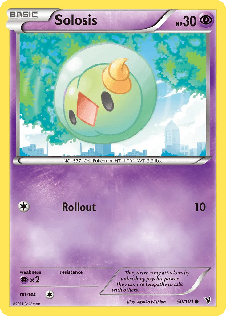 50, Black & White: Noble Victories, Common, Normal, Psychic, Psychic[×2], Reverse Holofoil Solosis (50/101) [Black & White: Noble Victories] - Trading Card World