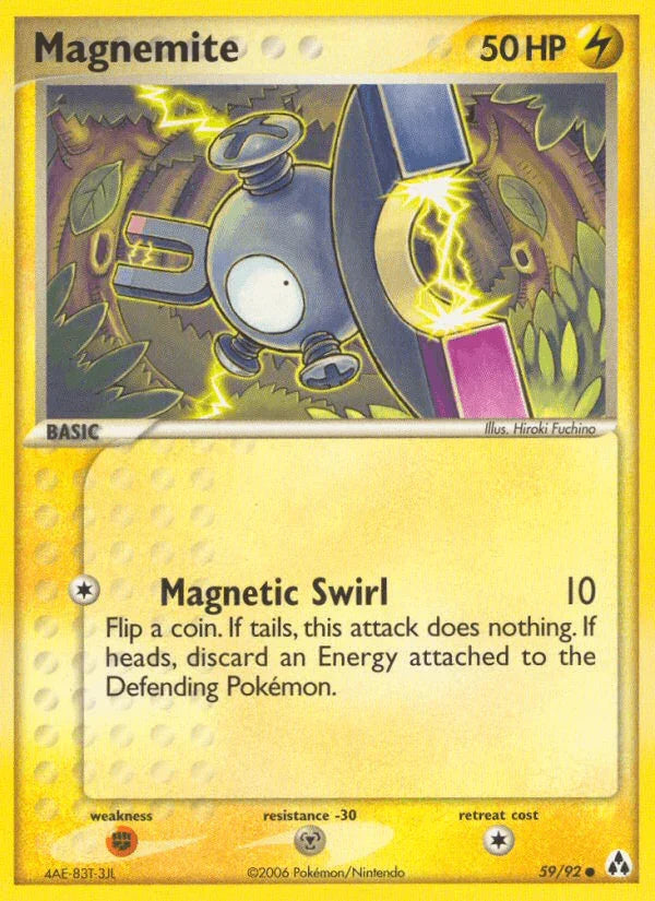 59, Common, EX: Legend Maker, Fighting[×2], Lightning, Metal[-30], Normal Magnemite (59/92) [EX: Legend Maker] - Trading Card World