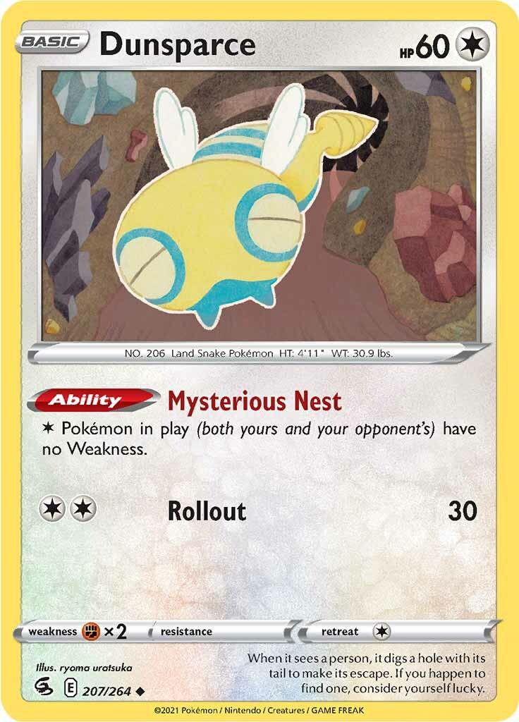 207, Colorless, Fighting [x2], Normal, Reverse Holofoil, Sword & Shield: Fusion Strike, Uncommon Dunsparce (207/264) [Sword & Shield: Fusion Strike] - Trading Card World