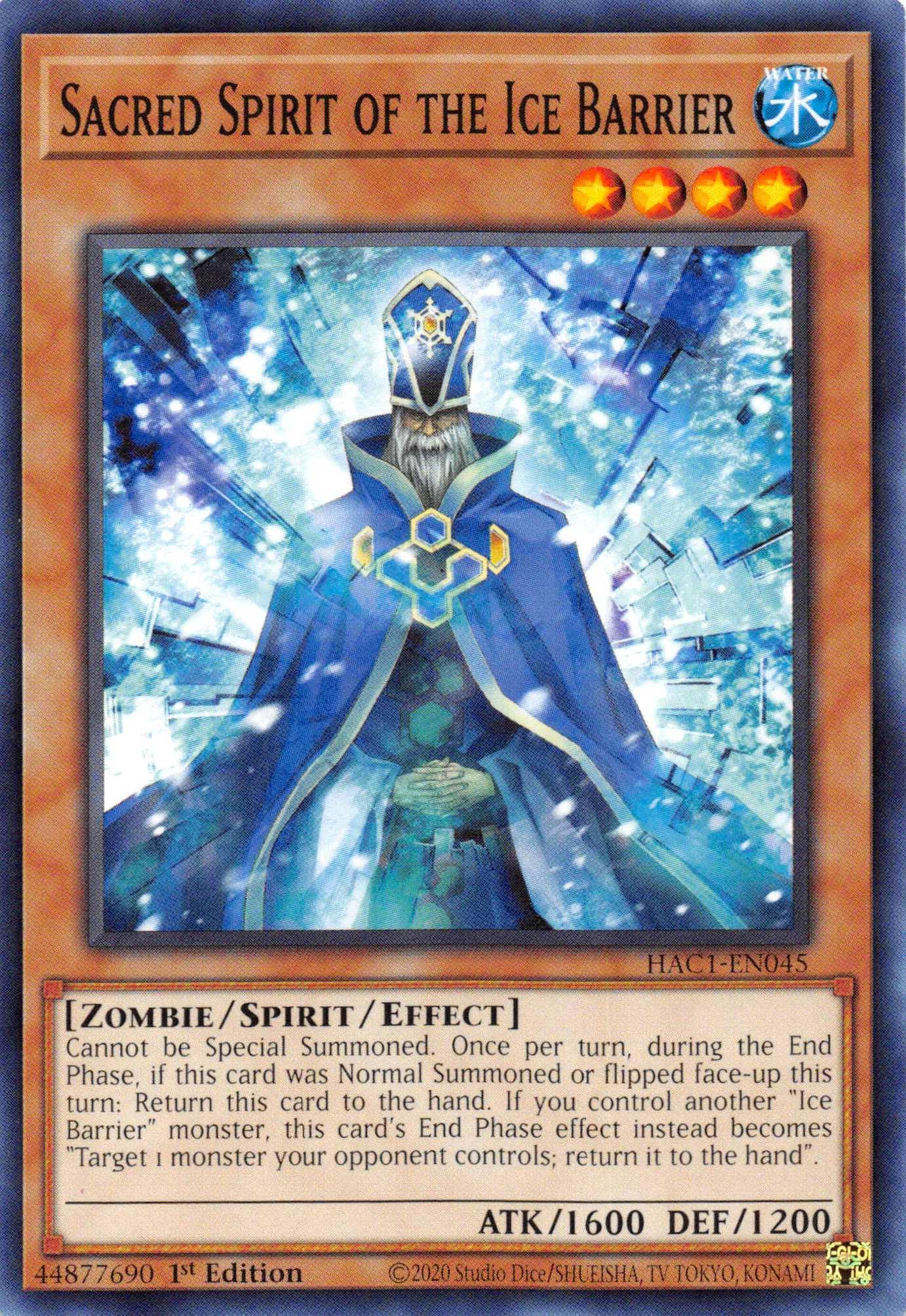1st Edition, Common, Hidden Arsenal: Chapter 1, Spirit monster, Water, Zombie Sacred Spirit of the Ice Barrier [HAC1-EN045] Common - Trading Card World