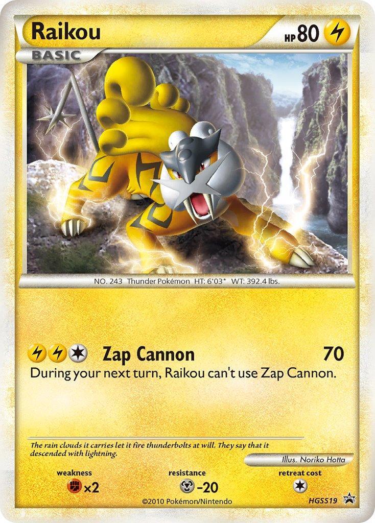 Black Star Promo, Fighting[×2], HeartGold & SoulSilver: Black Star Promos, HGSS19, Holofoil, Lightning, Metal[-20] Raikou (HGSS19) [HeartGold & SoulSilver: Black Star Promos] - Trading Card World
